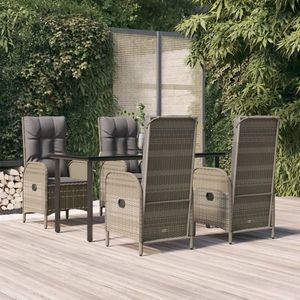 vidaXL Set mobilier grădină cu perne, 5 piese, negru și gri, poliratan imagine