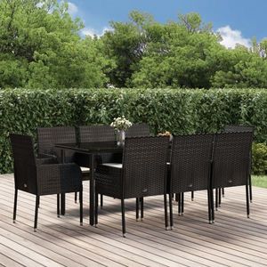 vidaXL Set mobilier de grădină cu perne, 9 piese, negru, poliratan imagine