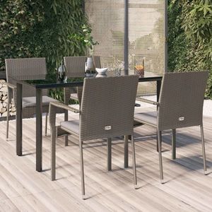vidaXL Set mobilier grădină cu perne, 5 piese, negru și gri, poliratan imagine