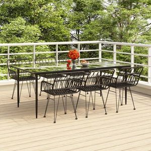 vidaXL Set mobilier de grădină, 7 piese, negru, poliratan imagine