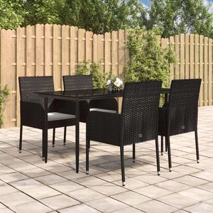 vidaXL Set mobilier de grădină cu perne, 5 piese, negru, poliratan imagine