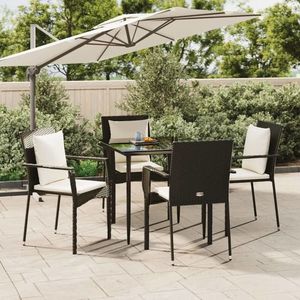 vidaXL Set mobilier de grădină cu perne, 5 piese, negru, poliratan imagine