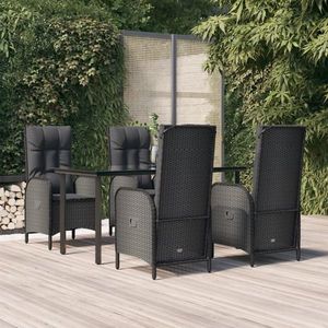 vidaXL Set mobilier de grădină cu perne, 5 piese, negru, poliratan imagine