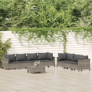 vidaXL Set mobilier de grădină cu perne, 8 piese, gri, poliratan imagine