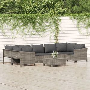 vidaXL Set mobilier de grădină cu perne, 8 piese, gri, poliratan imagine
