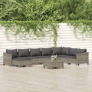 vidaXL Set mobilier de grădină cu perne, 9 piese, gri, poliratan imagine
