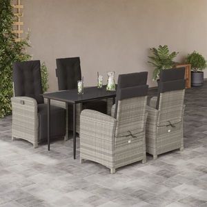 vidaXL Set mobilier de grădină cu perne, 5 piese gri deschis poliratan imagine