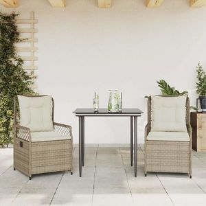 vidaXL Set mobilier de grădină cu perne, 3 piese, bej, poliratan imagine