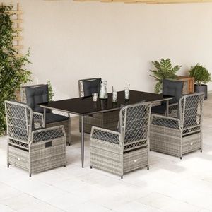 vidaXL Set mobilier de grădină cu perne, 7 piese, gri, poliratan imagine