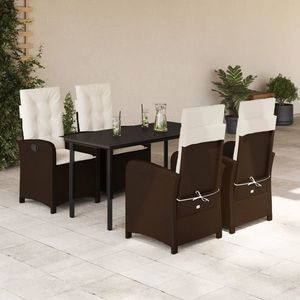 vidaXL Set mobilier de grădină, 5 piese, cu perne, maro, poliratan imagine