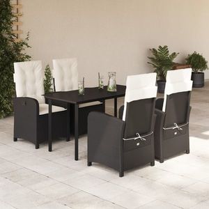 vidaXL Set mobilier de grădină cu perne, 5 piese, negru, poliratan imagine