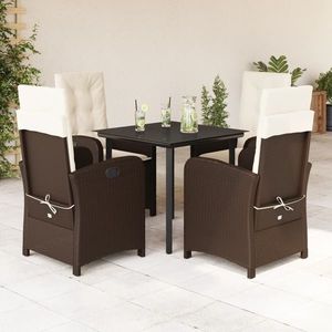 vidaXL Set mobilier de grădină, 5 piese, cu perne, maro, poliratan imagine