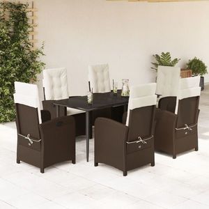 vidaXL Set mobilier de grădină cu perne, 7 piese, maro, poliratan imagine