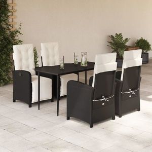 vidaXL Set mobilier de grădină cu perne, 5 piese, negru, poliratan imagine