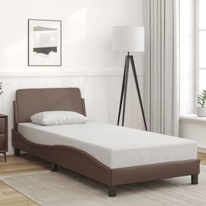 vidaXL Cadru de pat cu tăblie, maro, 80x200 cm, piele ecologică imagine