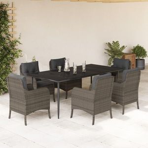 vidaXL Set mobilier de grădină cu perne, 7 piese, gri, poliratan imagine