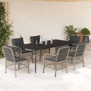 vidaXL Set mobilier de grădină cu perne, 7 piese gri deschis poliratan imagine