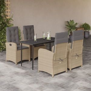vidaXL Set mobilier pentru grădină, 5 piese, cu perne, bej, poliratan imagine