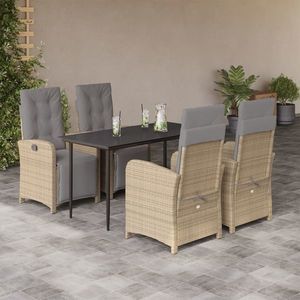 vidaXL Set mobilier de grădină cu perne, 5 piese, bej, poliratan imagine
