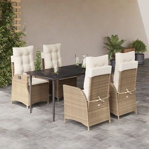 vidaXL Set mobilier de grădină cu perne, 5 piese, bej, poliratan imagine