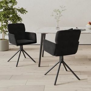 vidaXL Scaune de bucătărie pivotante, 2 buc., negru, catifea imagine