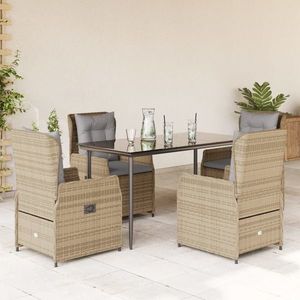 vidaXL Set mobilier de grădină cu perne, 5 piese, bej, poliratan imagine