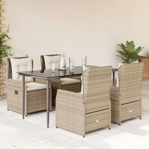 vidaXL Set mobilier de grădină cu perne, 5 piese, bej, poliratan imagine