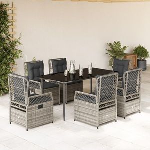vidaXL Set mobilier de grădină cu perne, 7 piese, gri, poliratan imagine