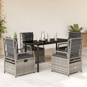 vidaXL Set mobilier de grădină cu perne, 5 piese, gri, poliratan imagine