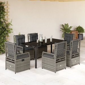 vidaXL Set mobilier de grădină cu perne, 7 piese, gri, poliratan imagine