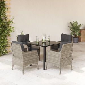 vidaXL Set mobilier de grădină cu perne, 5 piese gri deschis poliratan imagine