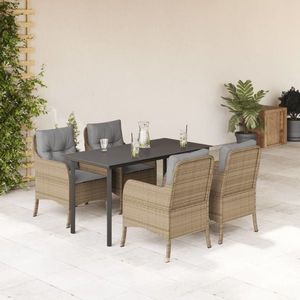 vidaXL Set mobilier de grădină cu perne, 5 piese, bej, poliratan imagine