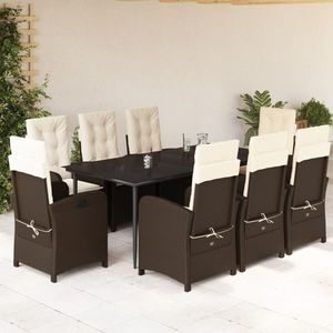 vidaXL Set mobilier de grădină cu perne, 9 piese, maro, poliratan imagine