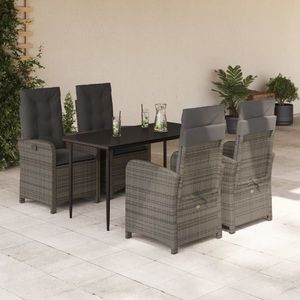 vidaXL Set mobilier de grădină cu perne, 5 piese, gri, poliratan imagine