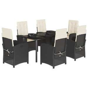 vidaXL Set mobilier de grădină cu perne, 7 piese, negru, poliratan imagine