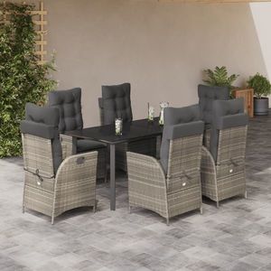 vidaXL Set mobilier de grădină cu perne, 7 piese gri deschis poliratan imagine