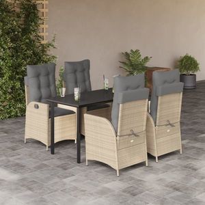 vidaXL Set mobilier de grădină cu perne, 5 piese, bej, poliratan imagine