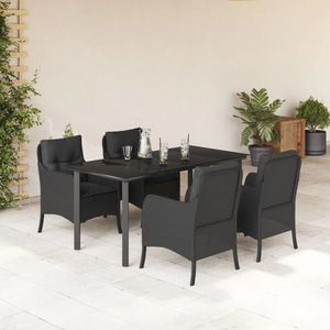 vidaXL Set mobilier de grădină cu perne, 5 piese, negru, poliratan imagine