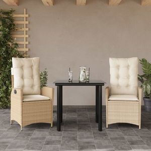 vidaXL Set mobilier de grădină cu perne, 3 piese, bej, poliratan imagine