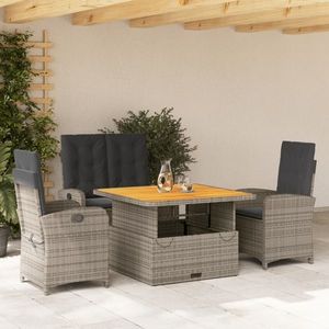 vidaXL Set mobilier de grădină cu perne, 4 piese, gri, poliratan imagine