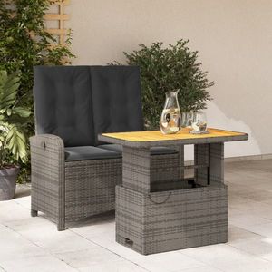 vidaXL Set mobilier de grădină cu perne, 2 piese, gri, poliratan imagine