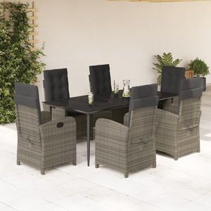 vidaXL Set mobilier de grădină cu perne, 7 piese, gri, poliratan imagine
