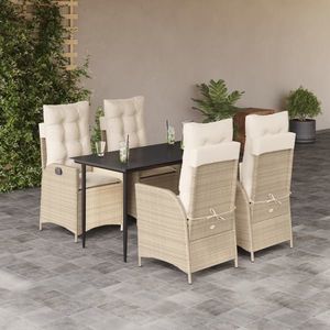 vidaXL Set mobilier de grădină cu perne, 5 piese, bej, poliratan imagine