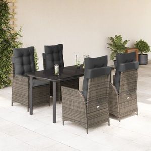 vidaXL Set mobilier de grădină cu perne, 5 piese, gri, poliratan imagine