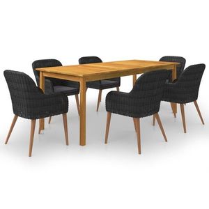 vidaXL Set mobilier de grădină, 7 piese, negru imagine