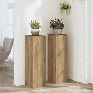 vidaXL Suporturi de plante, 2 buc., stejar artizanal, 25x25x80cm, lemn imagine