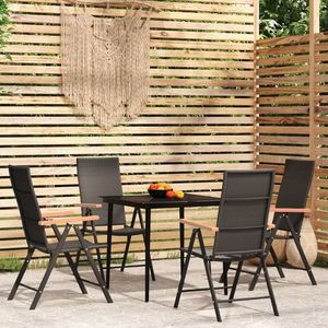 vidaXL Set de servit masa pentru grădină, 5 piese, negru imagine