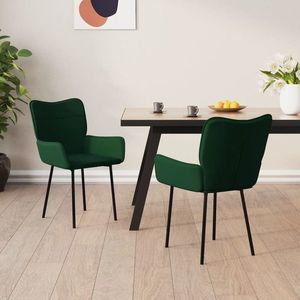 vidaXL Scaune de sufragerie, 2 buc., verde închis, catifea imagine
