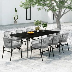 vidaXL Set mobilier de grădină, 9 piese, gri imagine
