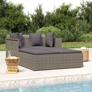 vidaXL Șezlong cu perne, gri, 182x118x63 cm, poliratan imagine